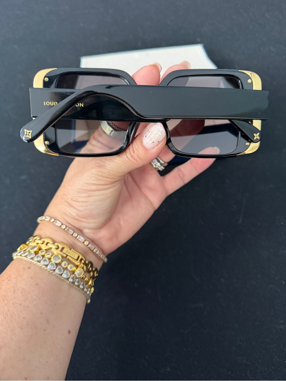 Louis Vuitton Black and Gold Square Gradient Sunglasses - Picture 3 of 13